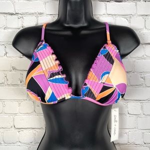 3/$20 NWT Salt + Cove Juniors Kaleidoscope Smocked Bikini Swim Top XL